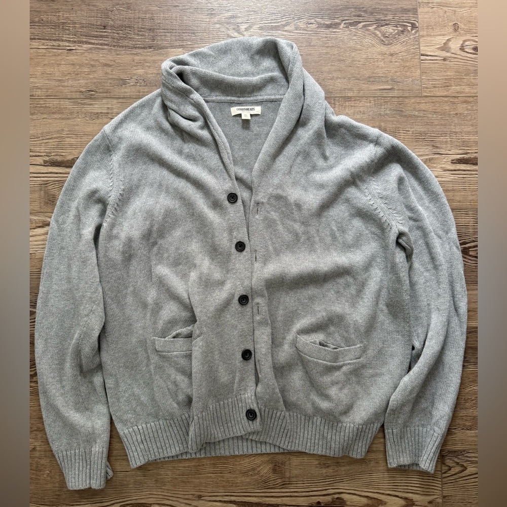 GOODTHREADS men’s grey knit cardigan